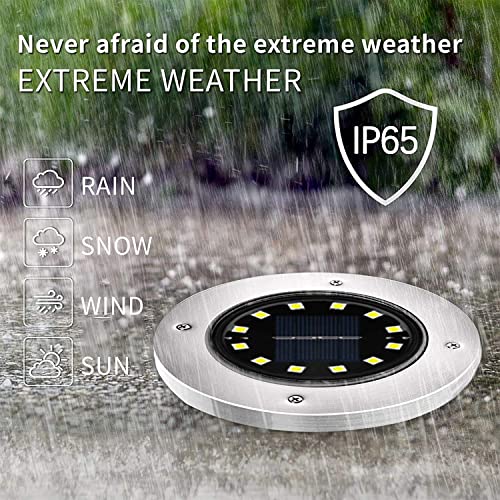 Nurkoo [Pack of 12] Solar Floor Lights, Outdoor 12 LEDs, Solar Lights, 800 mAh Disk Lights with Upgrade Solar Panel, Garden Light, Solar Lamp, Solar