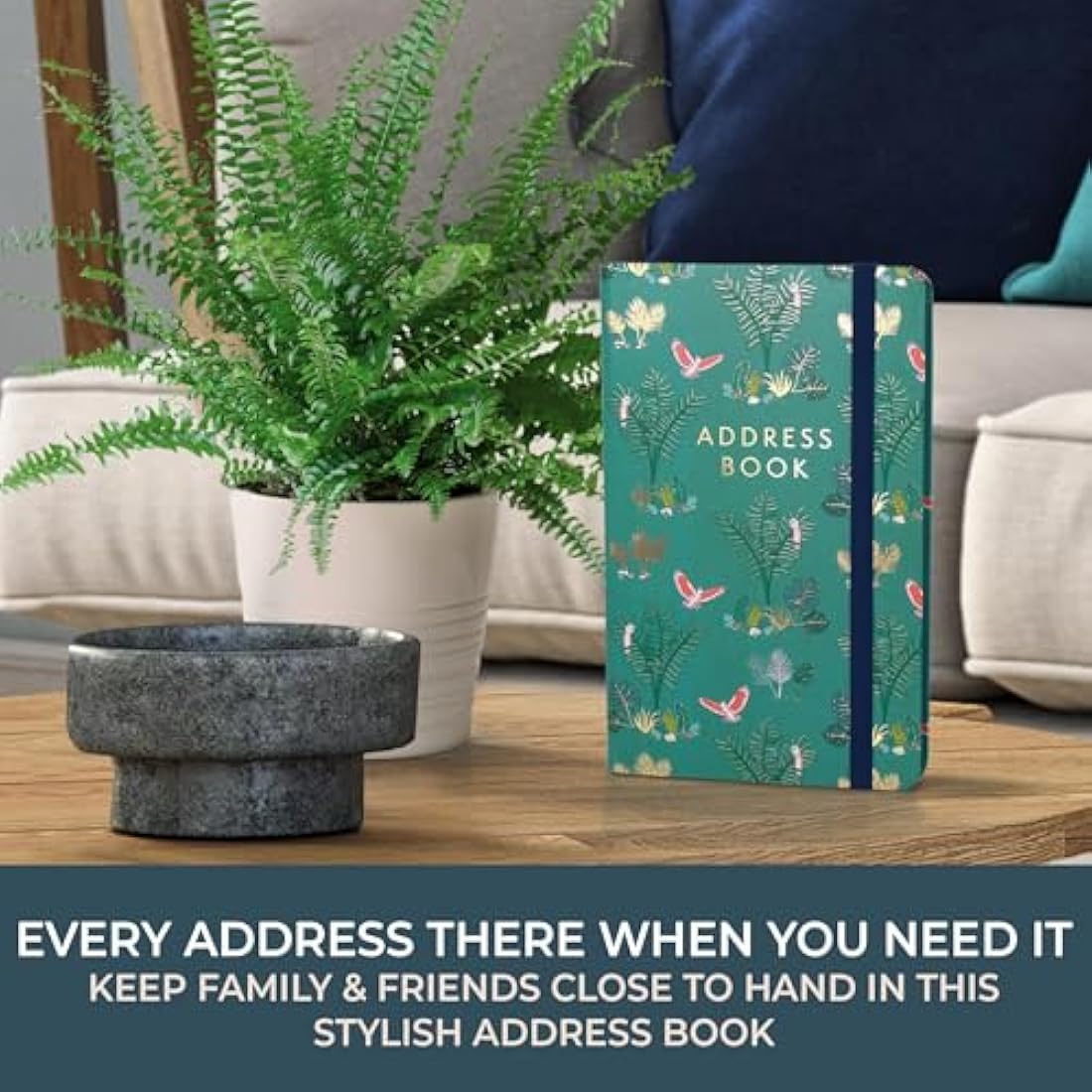 Boxclever Press Small Address Book with 432 Spaces. Address Books with Alphabet Index hardback, Pocket & Change of Address Labels. Perfect Gifts for Women 21 x 13 cm