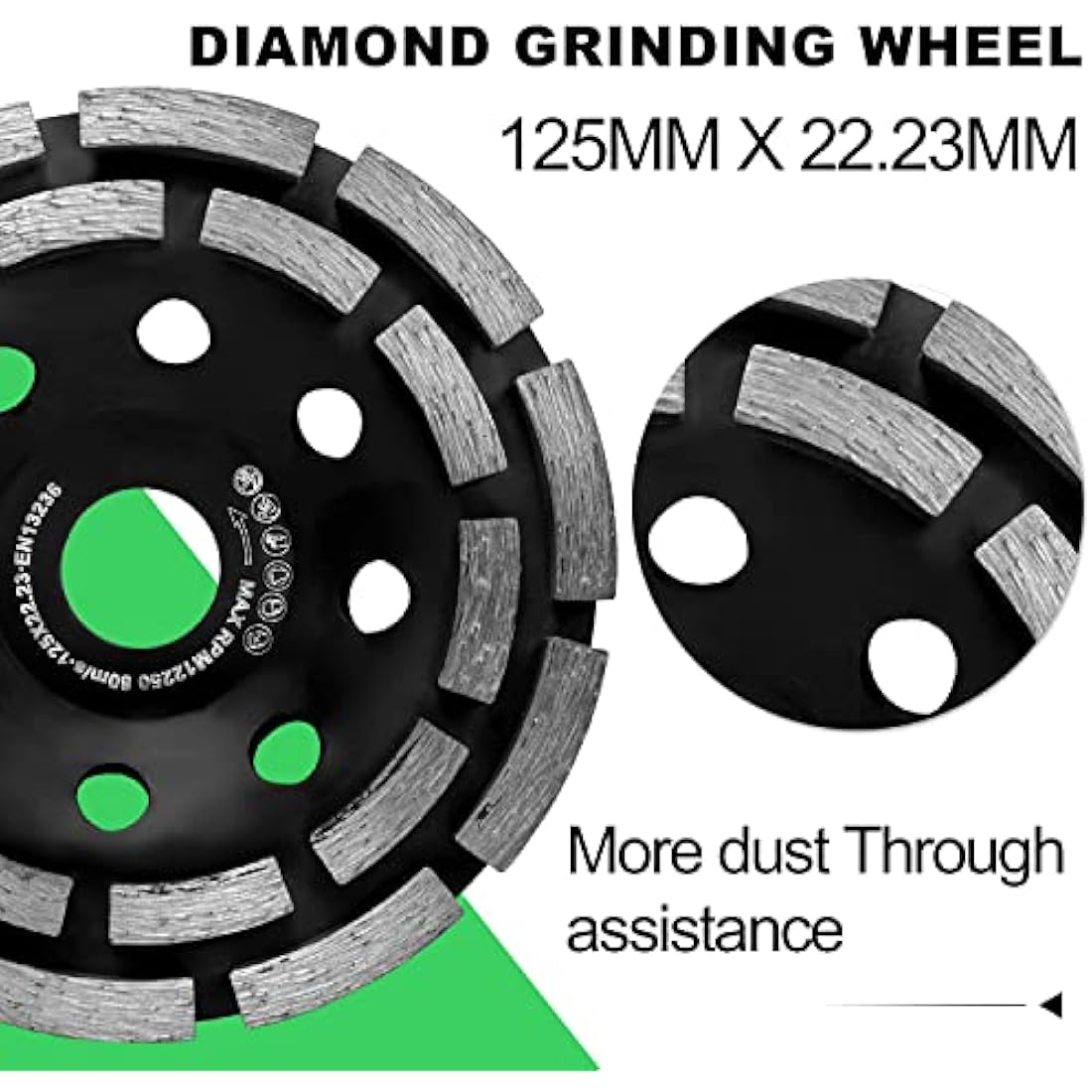Diment Power Universal Surface Grinding Dust Shroud for Angle Grinder 125mm + Diamond Grinding Cup Wheel 125mm