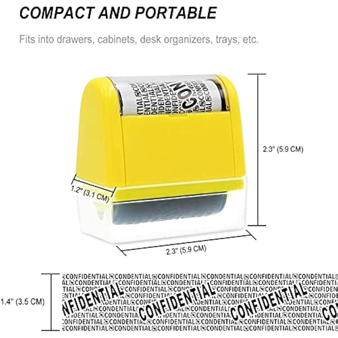 Wide Roller Stamp Identity Theft Stamp 1.5 Inch Perfect for Privacy Protection (Yellow Stamp + 3 Refills)