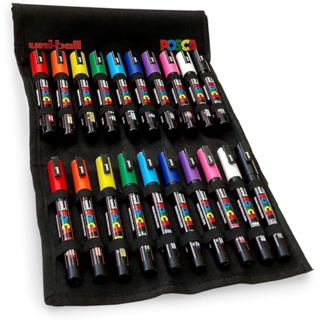 Posca Paint Marker Pens - PC-3M and PC-5M - Set of 20 in Canvas Wrap