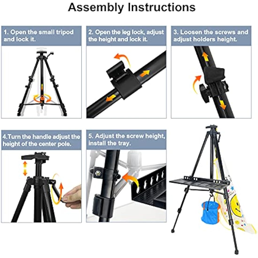 STANDNEE Painting Easel for Adults - Adjustable Artist Easel Stand 50-155cm, Aluminium Tripod with Folding Legs & Portable Bag, Art Display Easel for Canvas Studio, Home Use (Black)