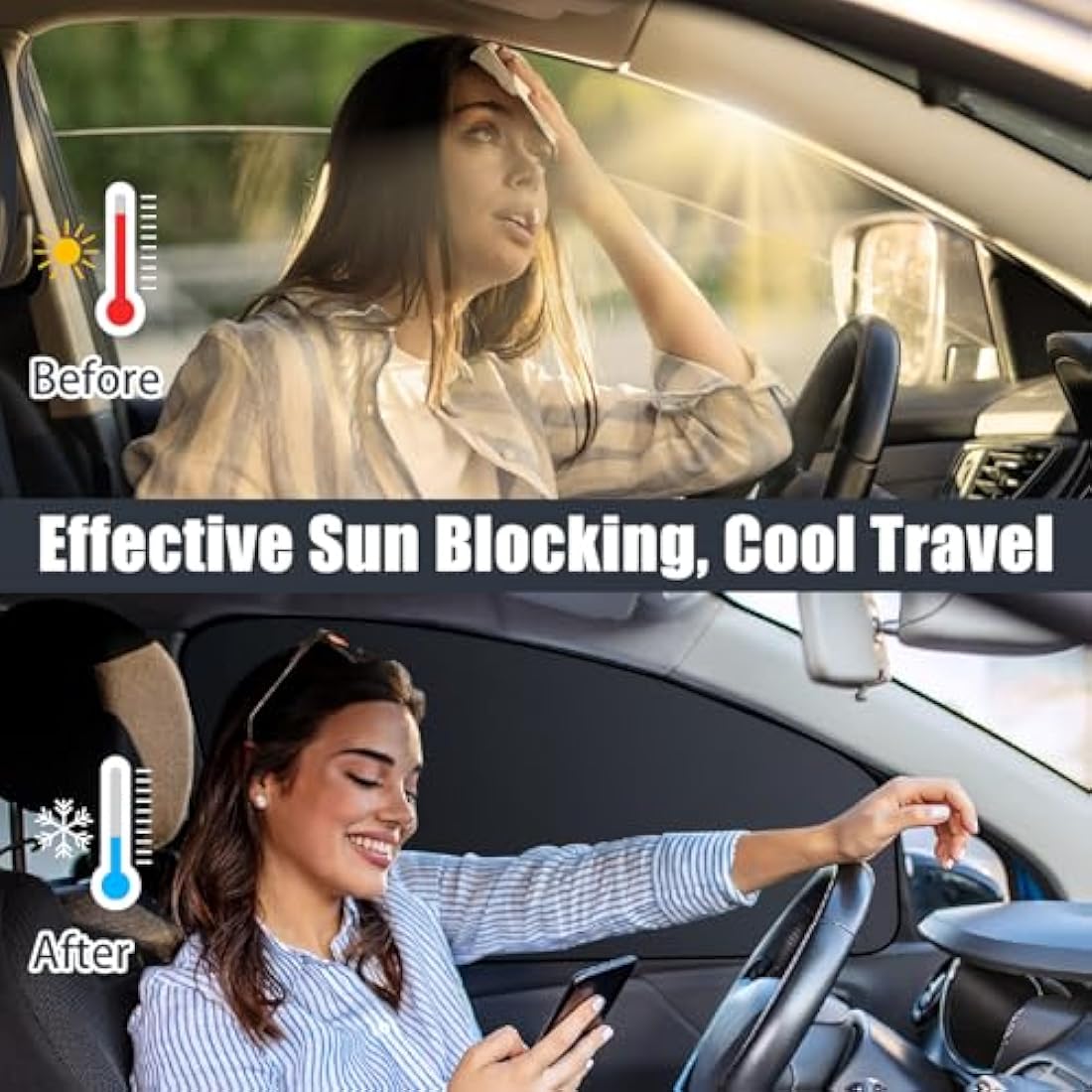 ZATOOTO Car Side Window Shades, Magnetic Car Sunshades for Blockout, Privacy, Opaque, Black, 2PCS