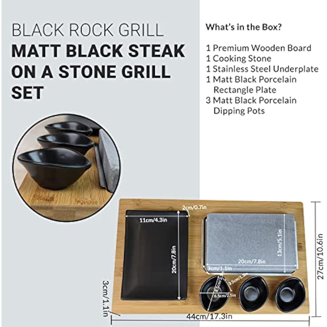 Black Rock Grill Steak on a Stone Grill Set, Sizzling Lava Stone Cooking Set