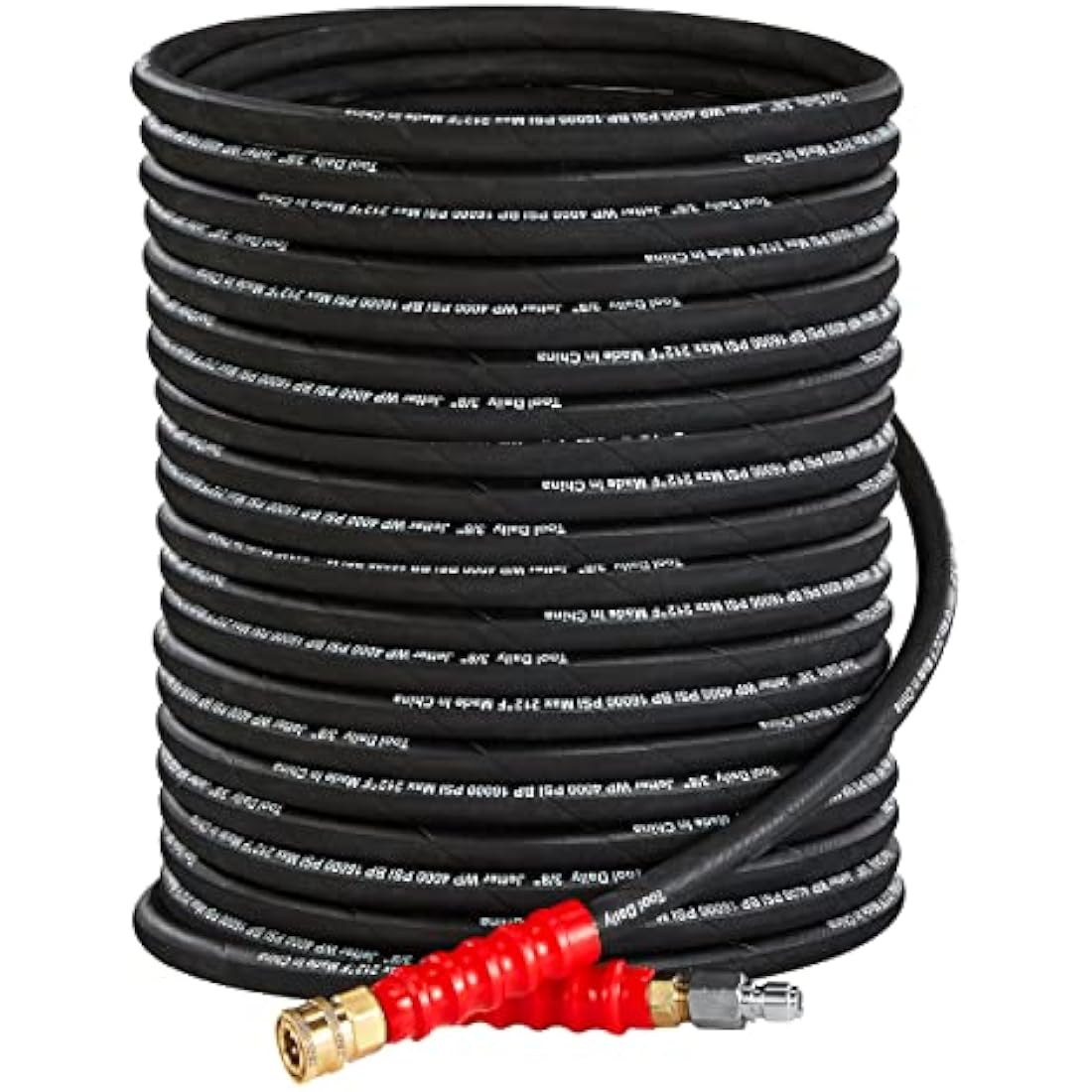 Tool Daily Pressure Washer Hose, 3/8 Inch x 50 FT, Quick Connect, 4000 PSI, High Tensile Wire Braided,Black