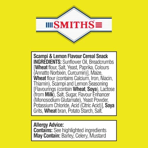 Smith's Savoury Selection Scampi & Lemon Fries 27g (Sheet of 24 Bags) - Scampi and Lemon Flavor Cereal Snack [Packaging may vary]