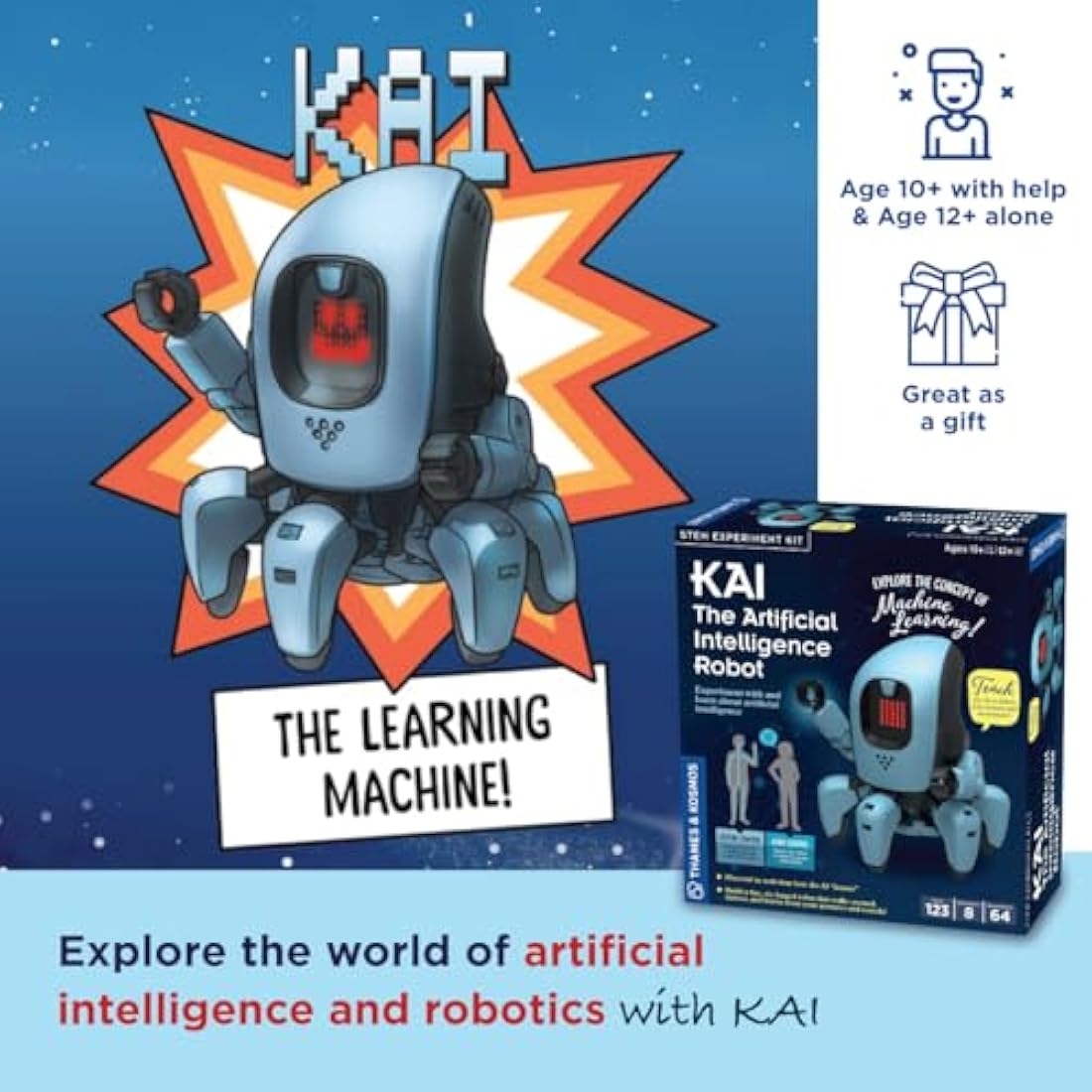 Thames & Kosmos KAI: The Artificial Intelligence Robot, Kids Science Kit, Learning Resources for AI and Robotics, STEM Toys for Science Experiments, Age 10+ with Help & Age 12+ Alone