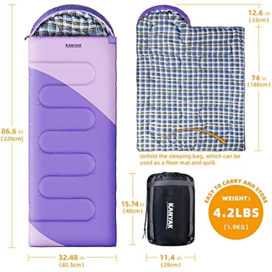 Camping Sleeping Bag, 32 Sleeping Bags for Adults Kids Teens Cold Weather Warm Sleeping Bag Winter for 3-4 Season Camping, Camping Gear Equipment, Traveling, and Outdoors