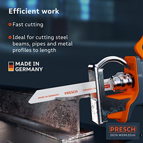 Presch Reciprocating saw edges metal and stainless steel 10 pcs (2-8mm) - 8% cobalt saw edges for stainless steels - Universal shaft reciprocating saw edges set incl. box