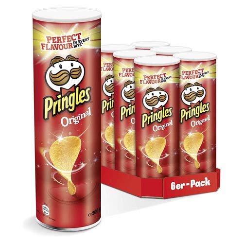 Pringles Original Flavour Potato Crisps Chips Snack Can Tubes - Pack of 6 x 200g