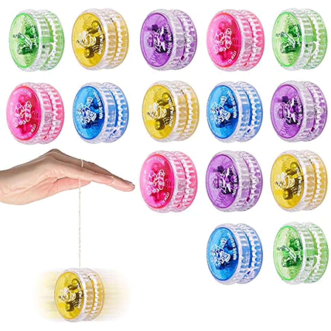 VicBou 15pcs Light Up Yo Yo, Responsive Ball Bearing LED Yoyo, Plastic Loop Yoyo for Kids, Beginner Gifts, Party Favors, Random Color