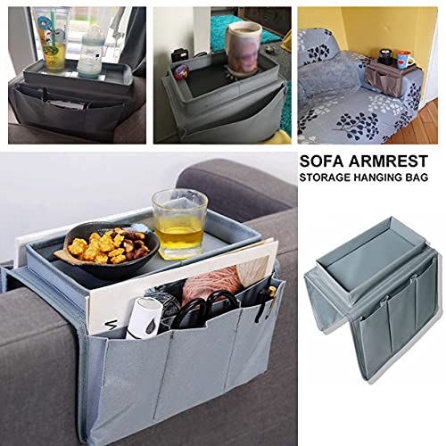Sofa Candy Organizer with Tray Sofa Armrest Organizer with Cup Holder Couch Armchair TV Remote Caddy Sofa Storage Bag for Phone Tablet Book Magazines