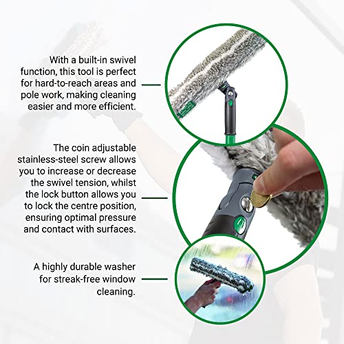 UNGER ErgoTec Ninja Washer 45cm - Squeegee Blade, Microfibre Cover & Rubber Grip Handle - Window Cleaning Equipment