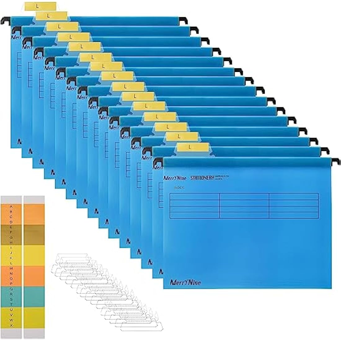 Suspension Files, MerryNine 15PCS Polypropylene Filing Cabinet Suspension Files with Tabs and Card Inserts for School Home Work Office Organization **Check Size Before Ordering ** (Bule, A4)