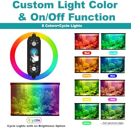 SEAOURA Submersible Aquarium Lights for Fish Tank, 24/7 Cycle Fish Tank Light with Timer, Full Spectrum+7 Single Colors, Auto On/Off, Adjustable Brightness, 16W (68cm)