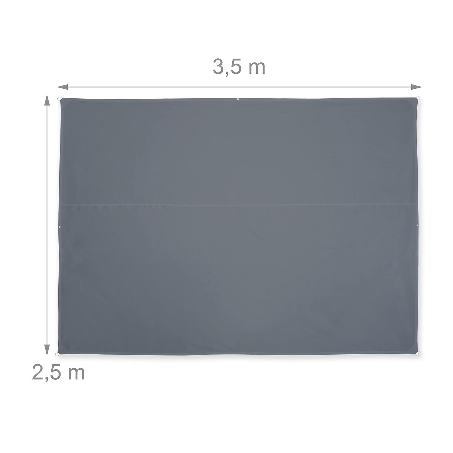 Relaxdays 2.5 x 3.5 m rectangular awning, water-repellent, UV-resistant, with tensioning ropes, terrace, balcony, grey