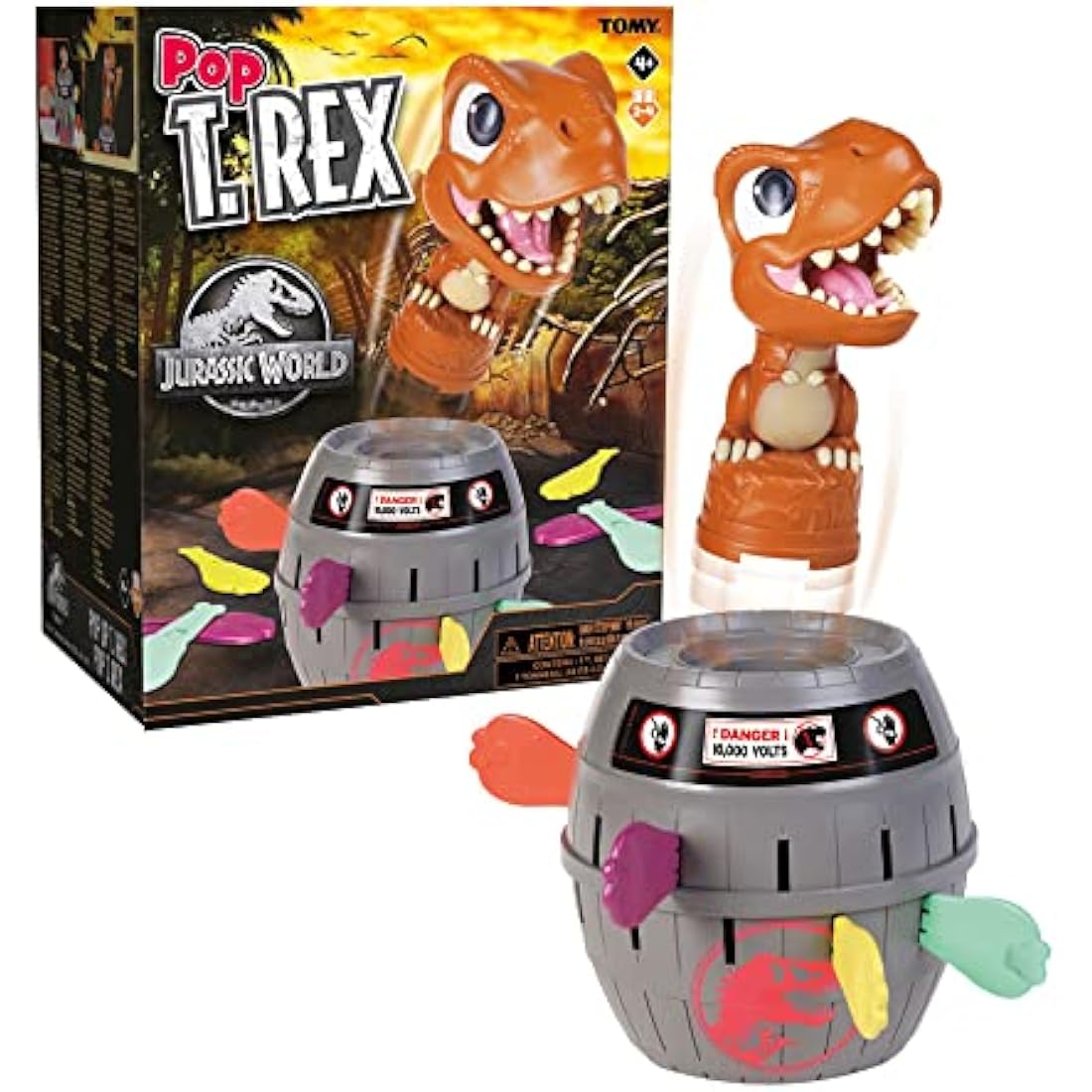 TOMY Pop Up Trex Classic Children's Action Game, Family & Preschool Kids Game, Jurassic World Games, Action Game for Children 4, 5, 6, 7, 8 Year Old Boys & Girls & Adults