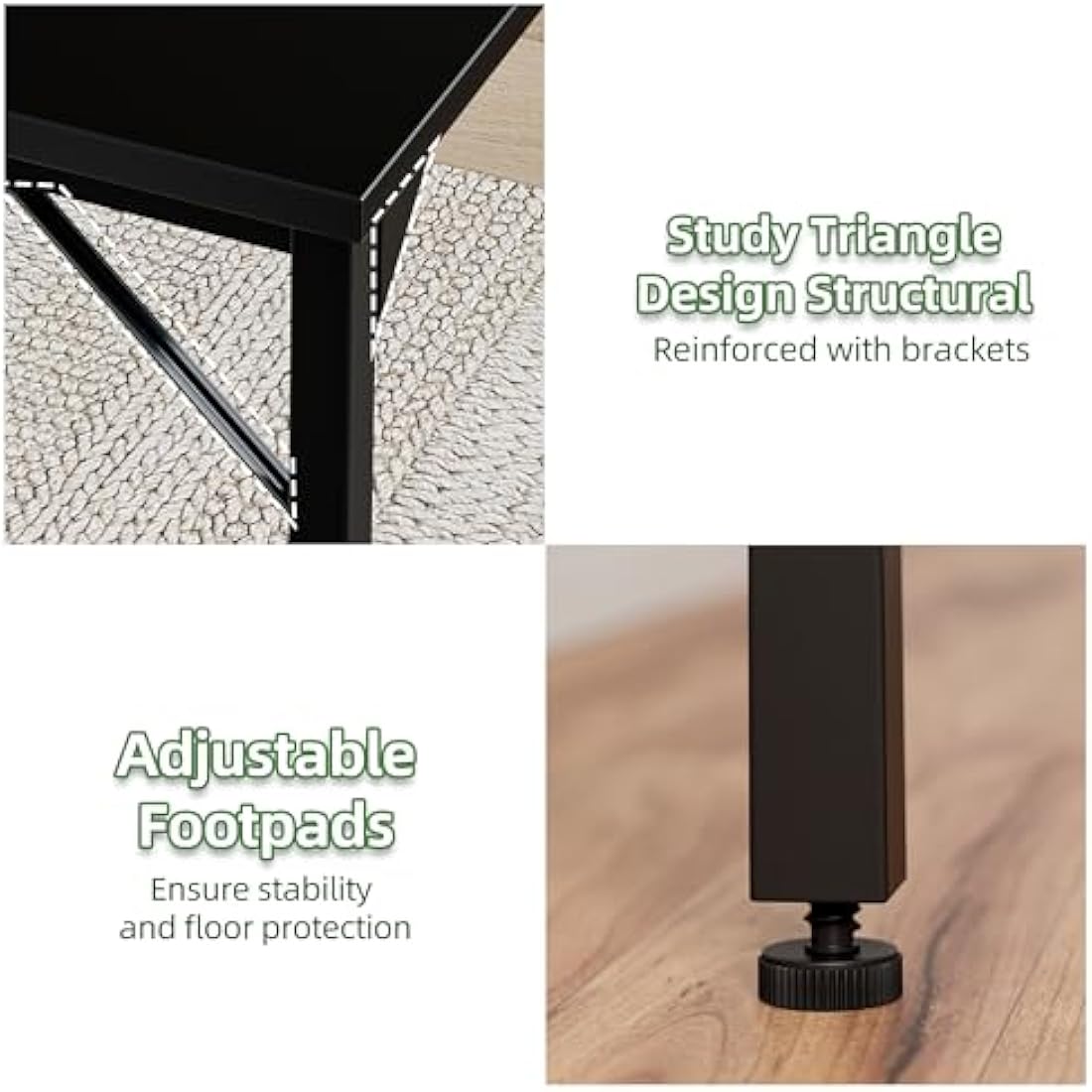 Grandder 100 cm Computer Desk, Small Home Office Desk Study Writing Kid Table, Simple PC Gaming Desk, Adjustable Feet, Black