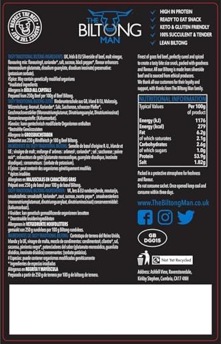 The Biltong Man | Tasty Traditional Lean Beef Biltong | (800g)