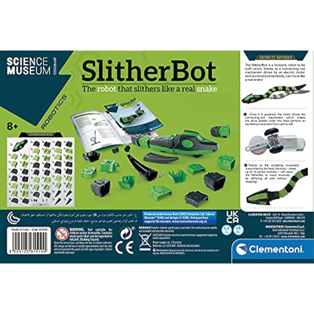 Clementoni Science Museum Slither Bot - Moving Snake Robot Toy for Kids, Educational STEM Learning Kit (8+ Years)