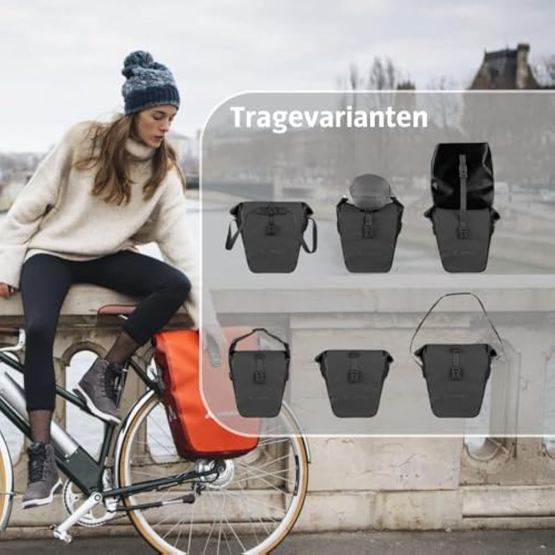 VAUDE Aqua Back Rear Pannier Bike Bag - Set of 2 - PVC Tarpaulin Bike Panniers - Waterproof Pannier Bags with a 48 Litre Total Storage Volume