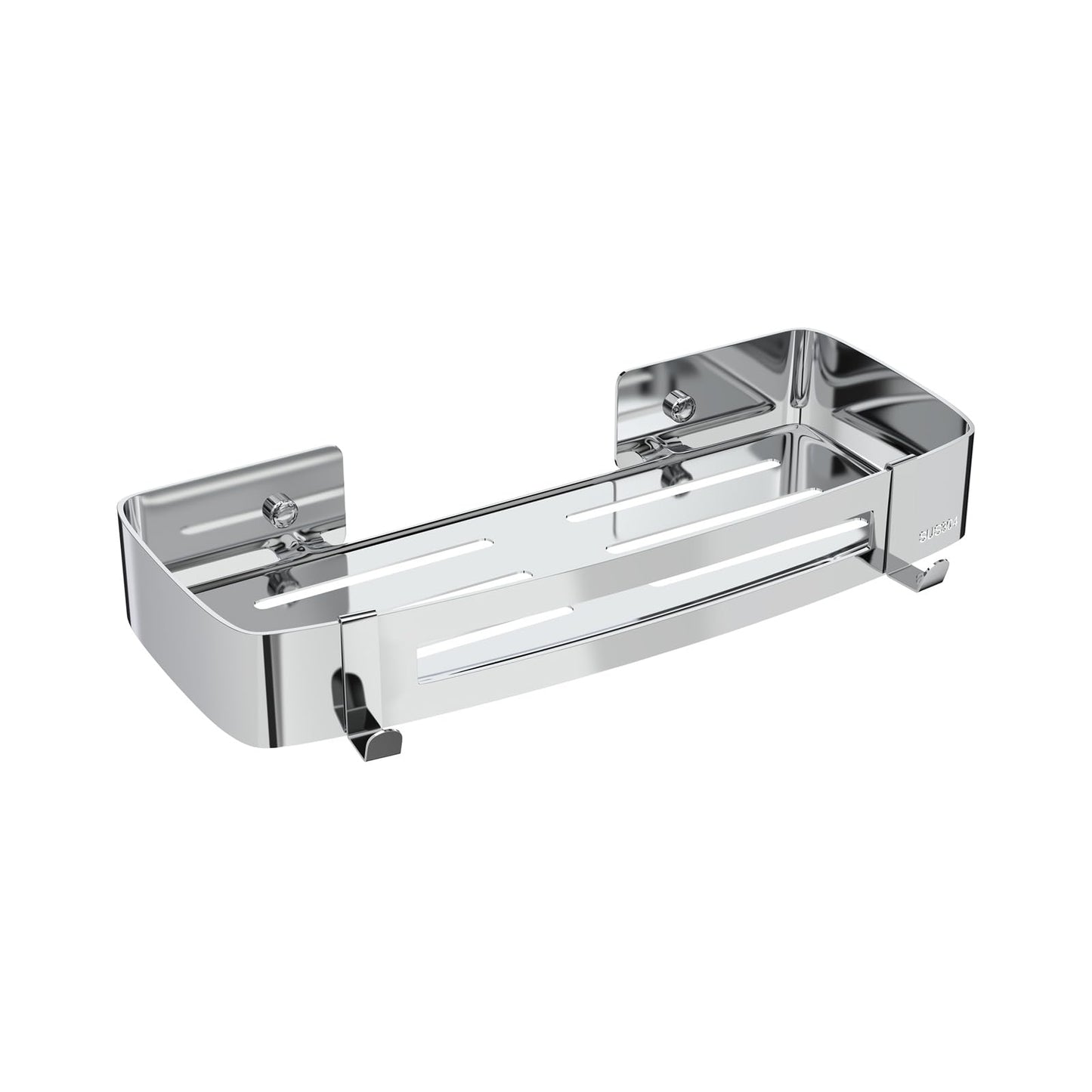 Shower Corner Shelf, Bathroom Shelves Wall Mounted No Drilling, Shower Caddy Thickened 304 Stainless Steel, Shower Organiser Rack Rectangle Shelf