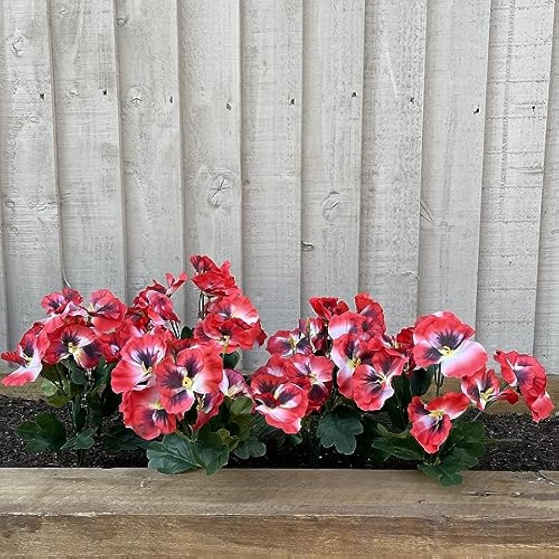 Garden 365 Artificial Pansy Flowers - Fake Plants for Outdoor or Indoor Use - Faux Flower Decorations with Fade Resistant Colour - POTS NOT INCLUDED (5 Pack - Red)