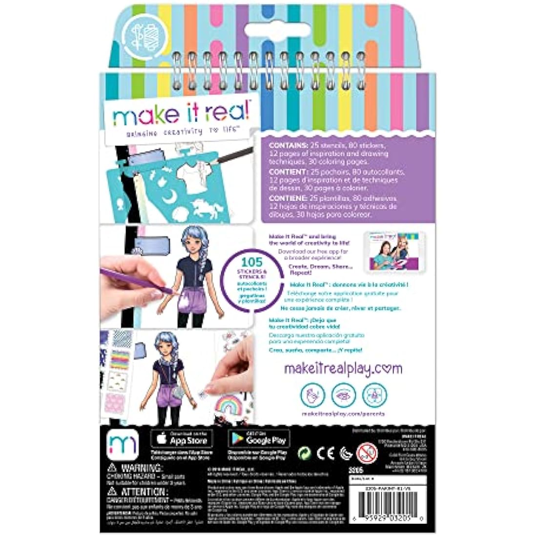 Make It Real – Fashion Design Sketchbook: Pastel Pop. Inspirational Fashion Design Coloring Book for Girls. Includes Sketchbook, Stencils, Puffy Stickers, Foil Stickers, and Fashion Design Guide…