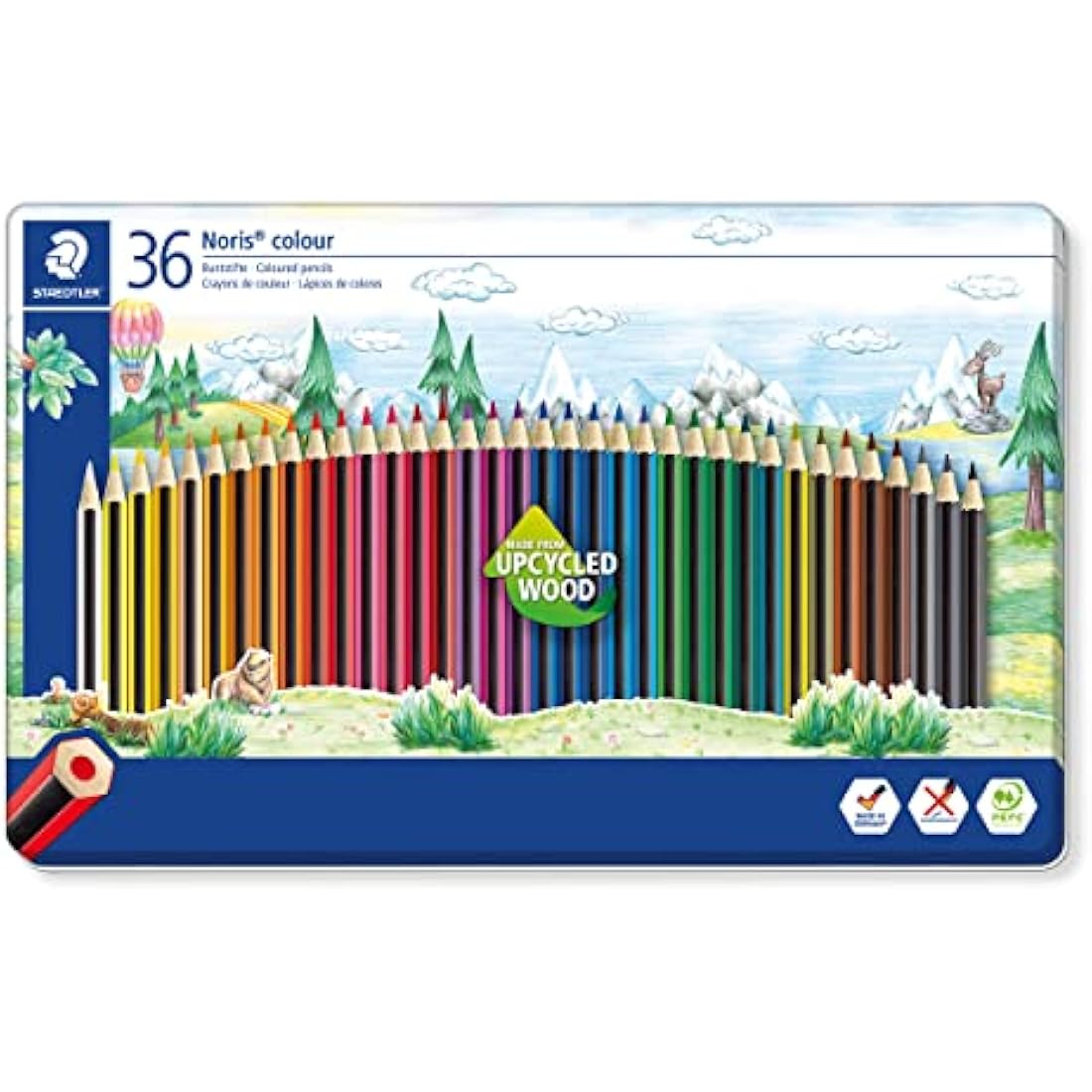 STAEDTLER 185 M36 Noris Colour Colouring Pencils - 36 Assorted Colours (Tin of 36 Pencils)