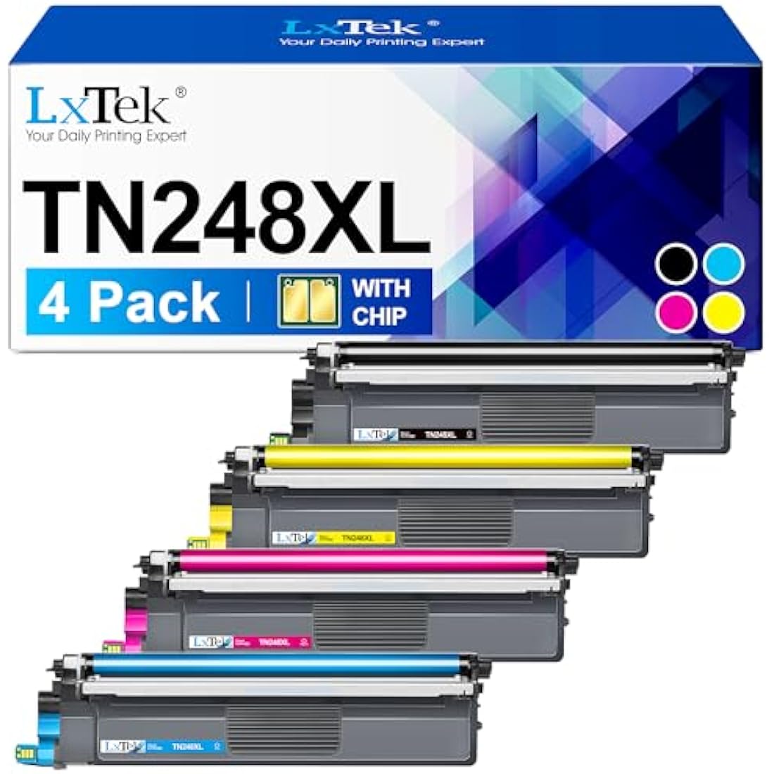 TN248XL TN-248XL Toner Compatible for Brother TN-248 Toner for Brother MFC-L3740CDWE MFC-L3760CDW HL-L3240CDW HL-L3220CWE DCP-L3560CDW MFC-L3740CDW MFC-L8390CDW DCP-L3520CDWE, Black/C/M/Y 4-Pack