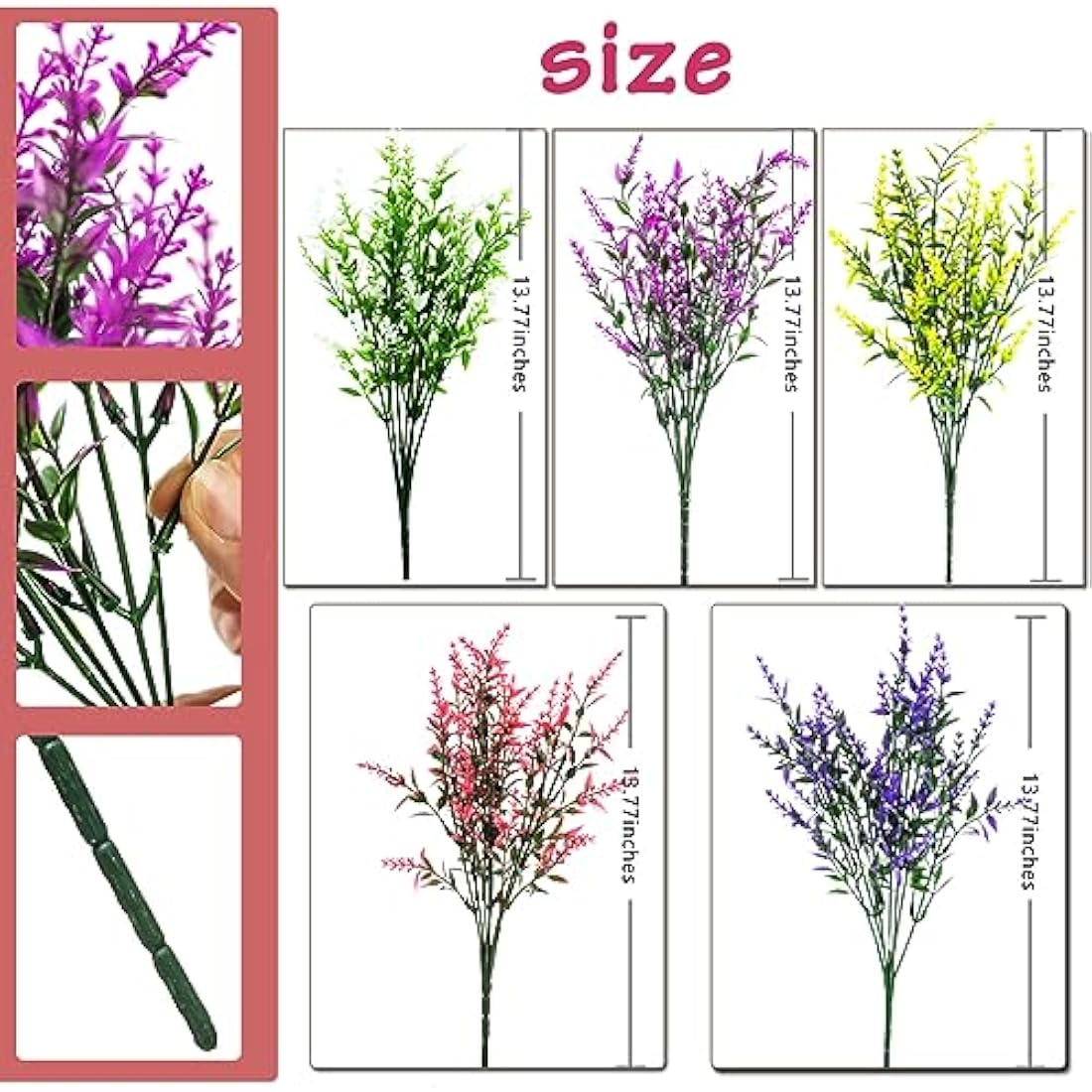 Sredumn 20 Bundles Artificial Flowers, artificial plants outdoor,UV Resistant Plastic Shrub Fake Flowers, for outside, garden, hanging, basket, fence, window, trellis decoration (Multi-coloured)