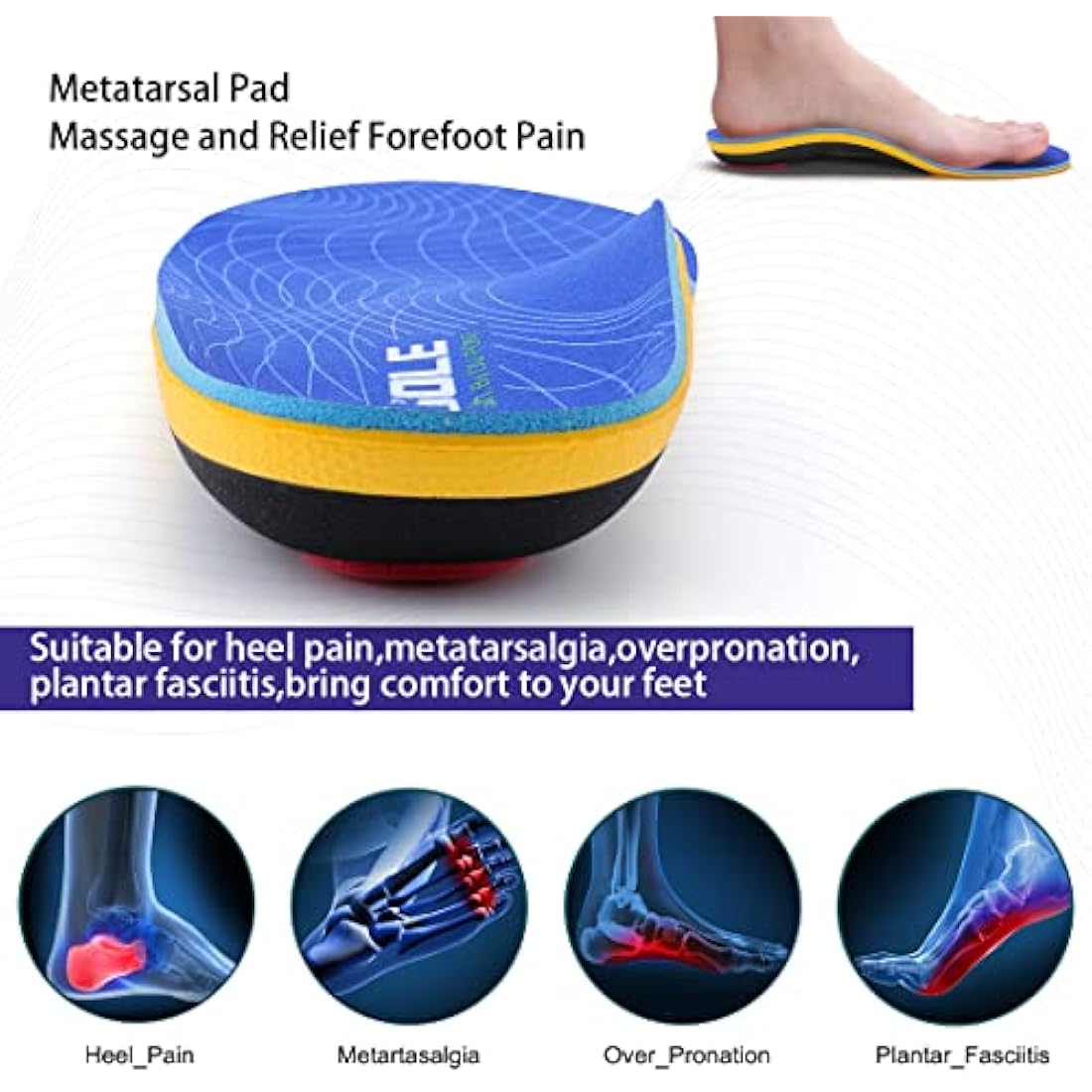 VALSOLE Orthotic Insole,Arch SupportFor Insole,Plantar FasciitisInsole,for OverPronation,Flat Feet,Metatarsalgia,Heel Pain, Insoles for Men and Women,Blue (UK 9-28cm, Blue-V227)