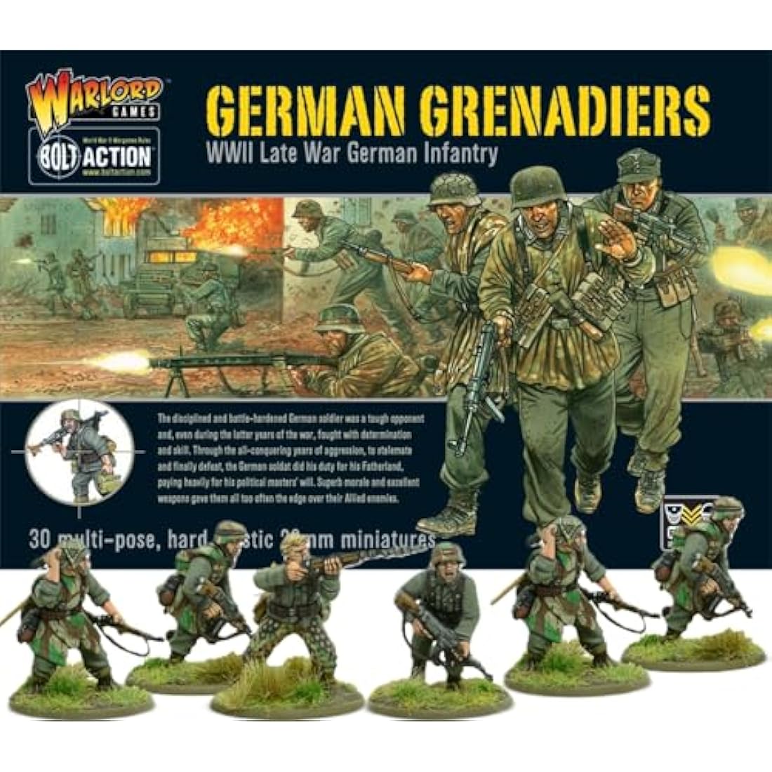 Warlord Games German Army Grenadiers Infantry - 28mm Scale Plastic Miniatures for Bolt Action Highly Detailed World War 2 Miniatures for Table-top Wargaming