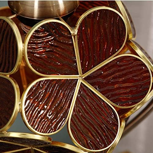 Bieye L30751 Tiffany Style Stained Glass Flower Petal Table Lamp with Brass Base for Home Décor (Brown, 8" Cherry Blossom)