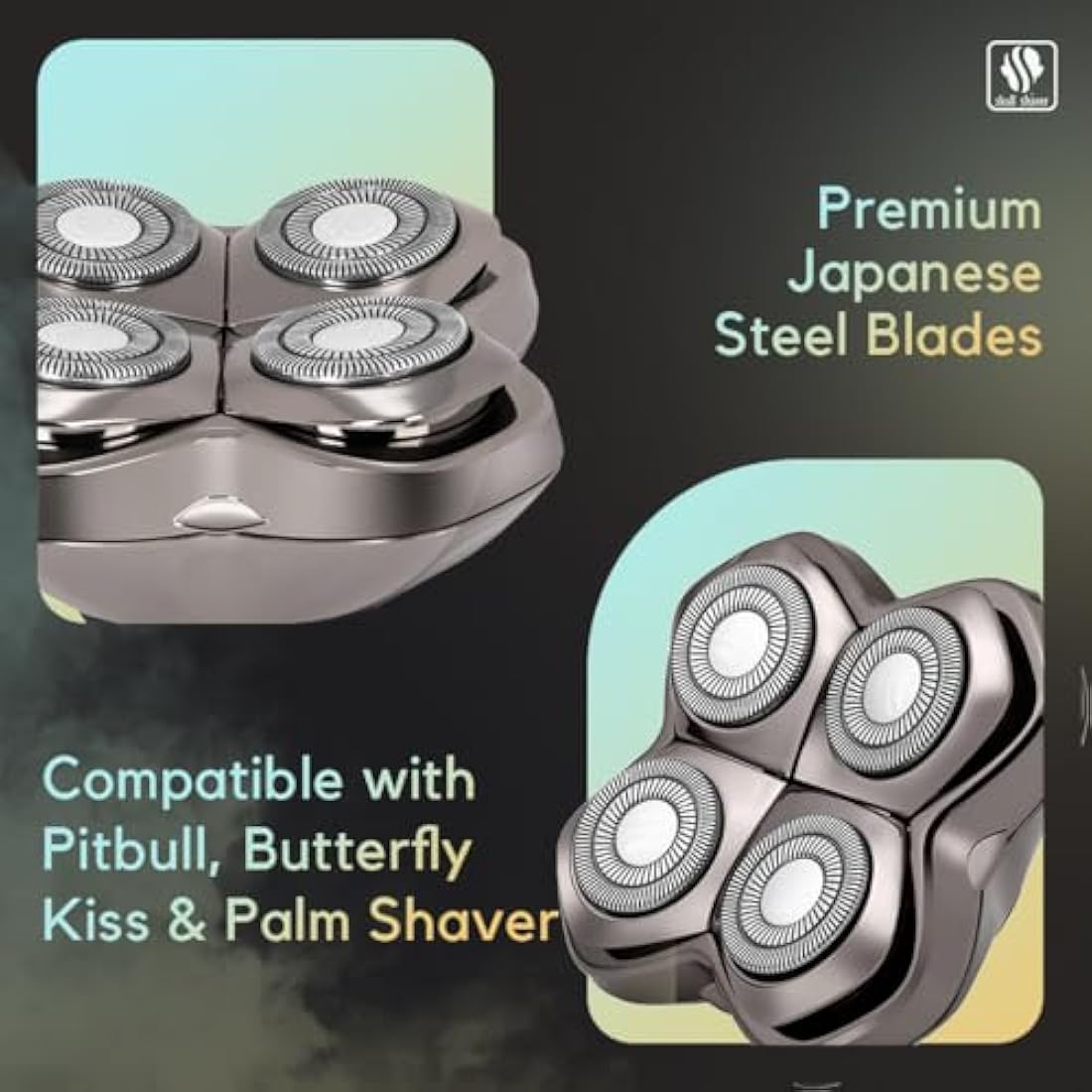 Skull Shaver Carver PRO 4 Head Replacement Blade - for Pitbull, Palm & Butterfly Kiss Shavers - Beard Grooming, Body Shaving & Bald Head Razor Blade