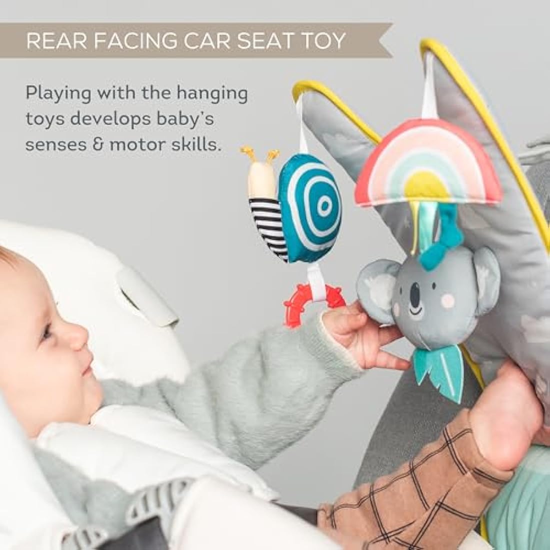 Taf Toys Koala in Car Play Centre. Rear Facing Kick Mat with Hanging Sensory Toys. Easy to Fit Baby Car Travel Activity Centre. Suitable for Boys & Girls from Birth