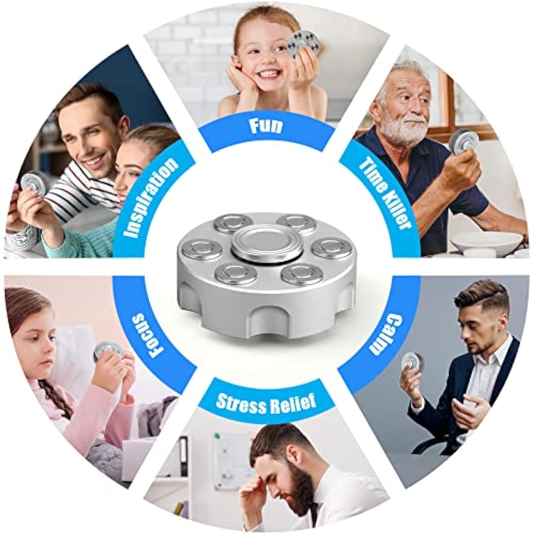 Metal Fidget Spinner Toy for Adults Kids, Cool Alloy Hand Finger Spinner Cube Toy for Stress Relief Anti Anxiety, Spinning Toys Gifts for Christmas Halloween Stocking Suffer Classroom Prizes(Sliver)