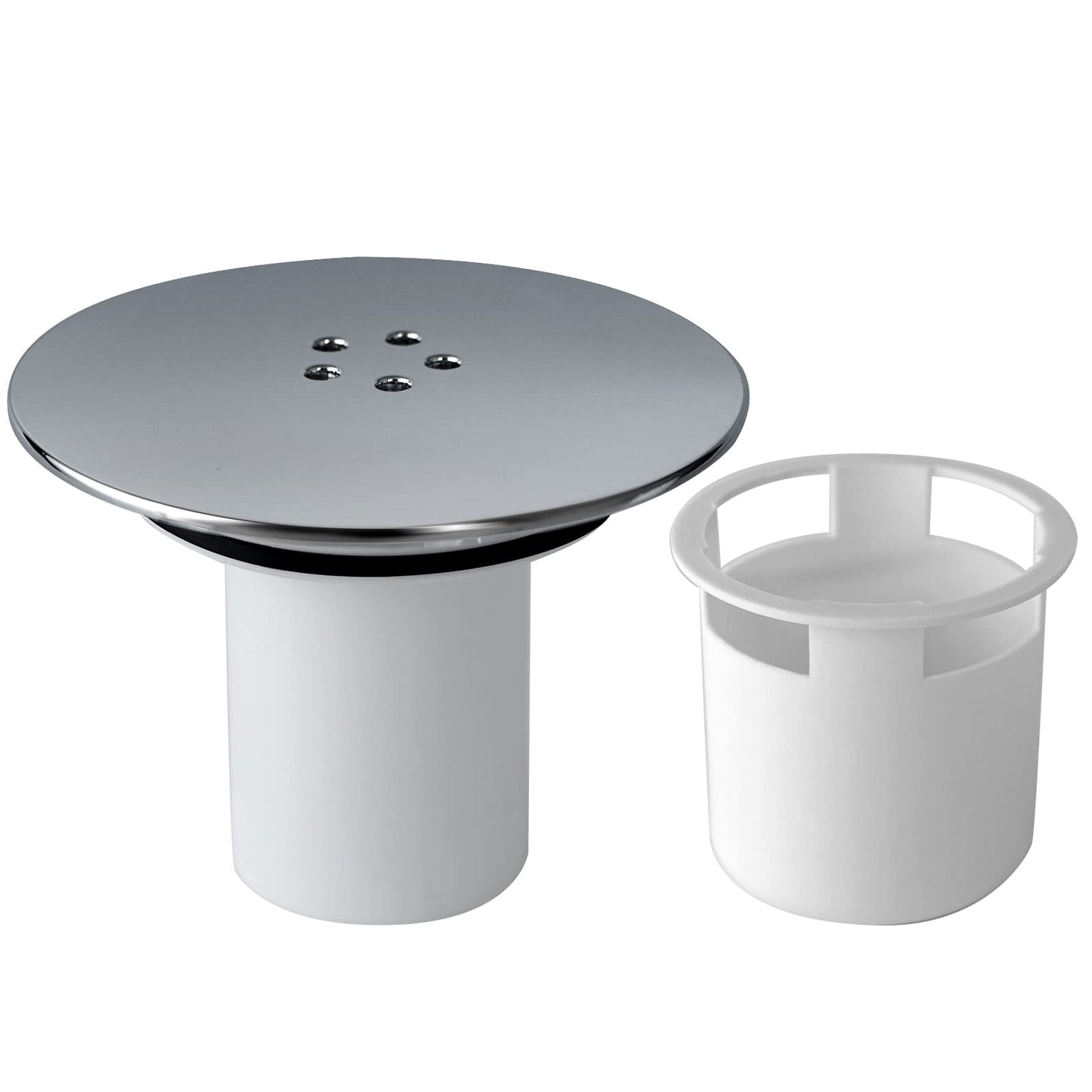 Shower Drain Cover, Chrome Trap Replacement, 90mm/115mm Plughole, Removable Top Waste Fitting Cap Parts, Tray Plug Hole Fast Flow