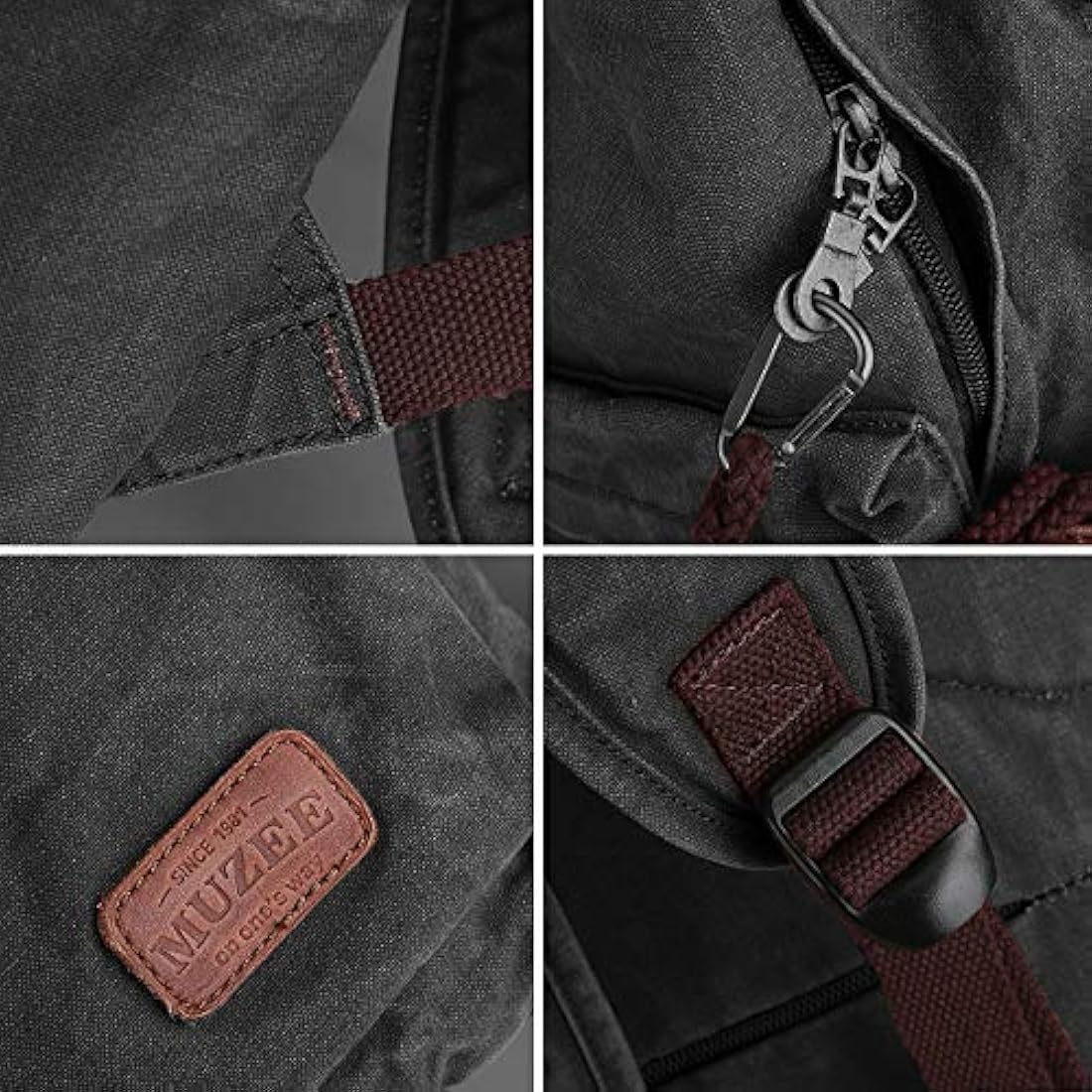 Muzee Canvas School Backpack with 15.6 inch Laptop for Men Women, Lightweight Anti-Theft Travel Daypack College Student Backpack Mit USB Charging Port