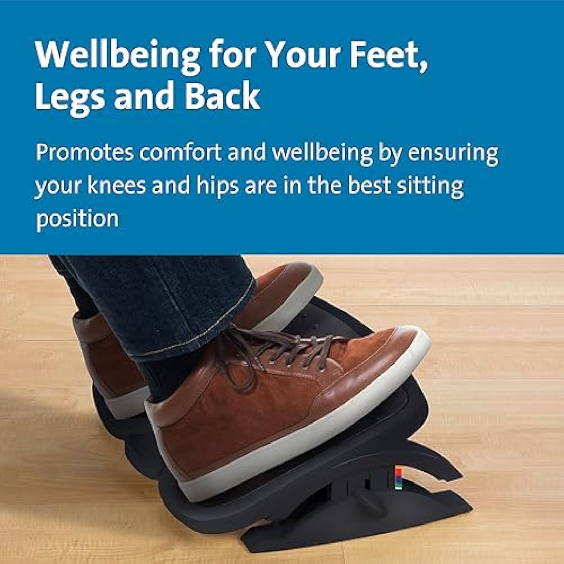 Kensington Adjustable Ergonomic Foot Rest - SoleMate Plus under desk foot rest for improved posture, siatica and orthopedic relief - Black (K52789WW),55 x 36 x 9 cm