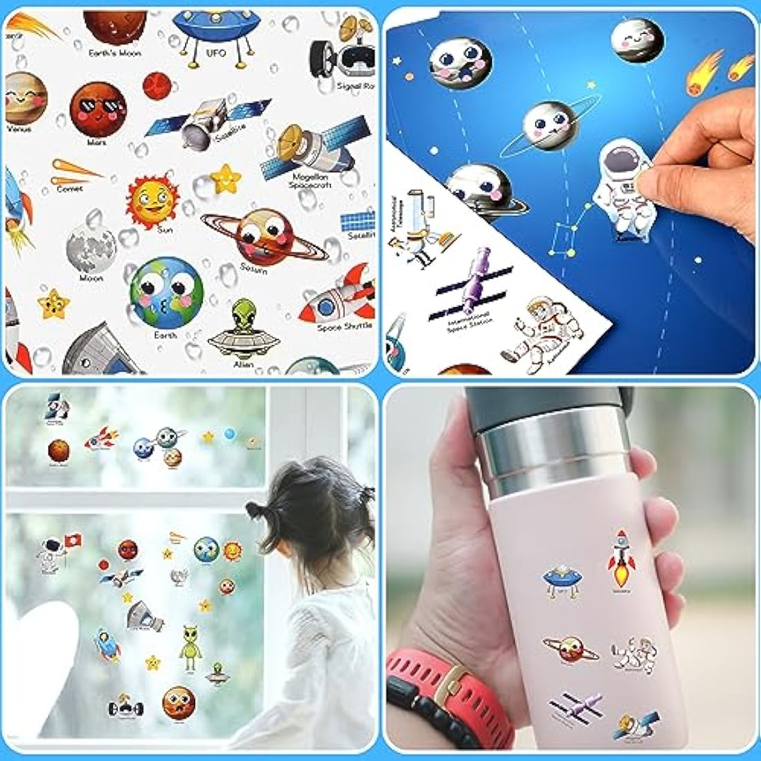 ASTARON 3D Sticker Scenes Book for Kids, 88 Pcs Reusable Space Jelly Stickers for Toddlers, Puffy Sticker Game Educational Sensory Learning Toy, Party Supplies Birthday Gift