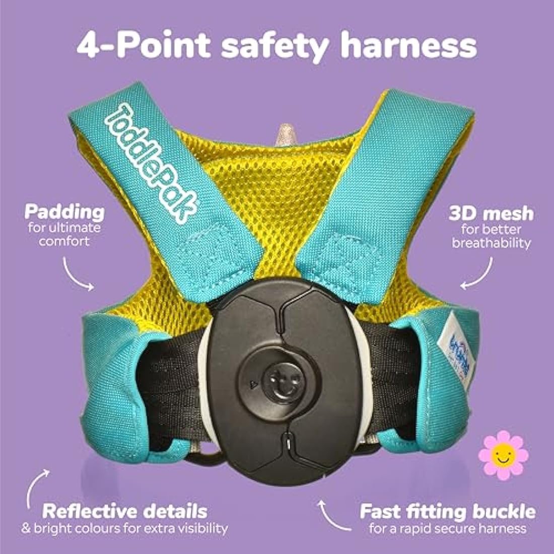 Trunki ToddlePak - Fuss Free Baby Walking Reins and Toddler Safety Harness – Una Unicorn (Teal)