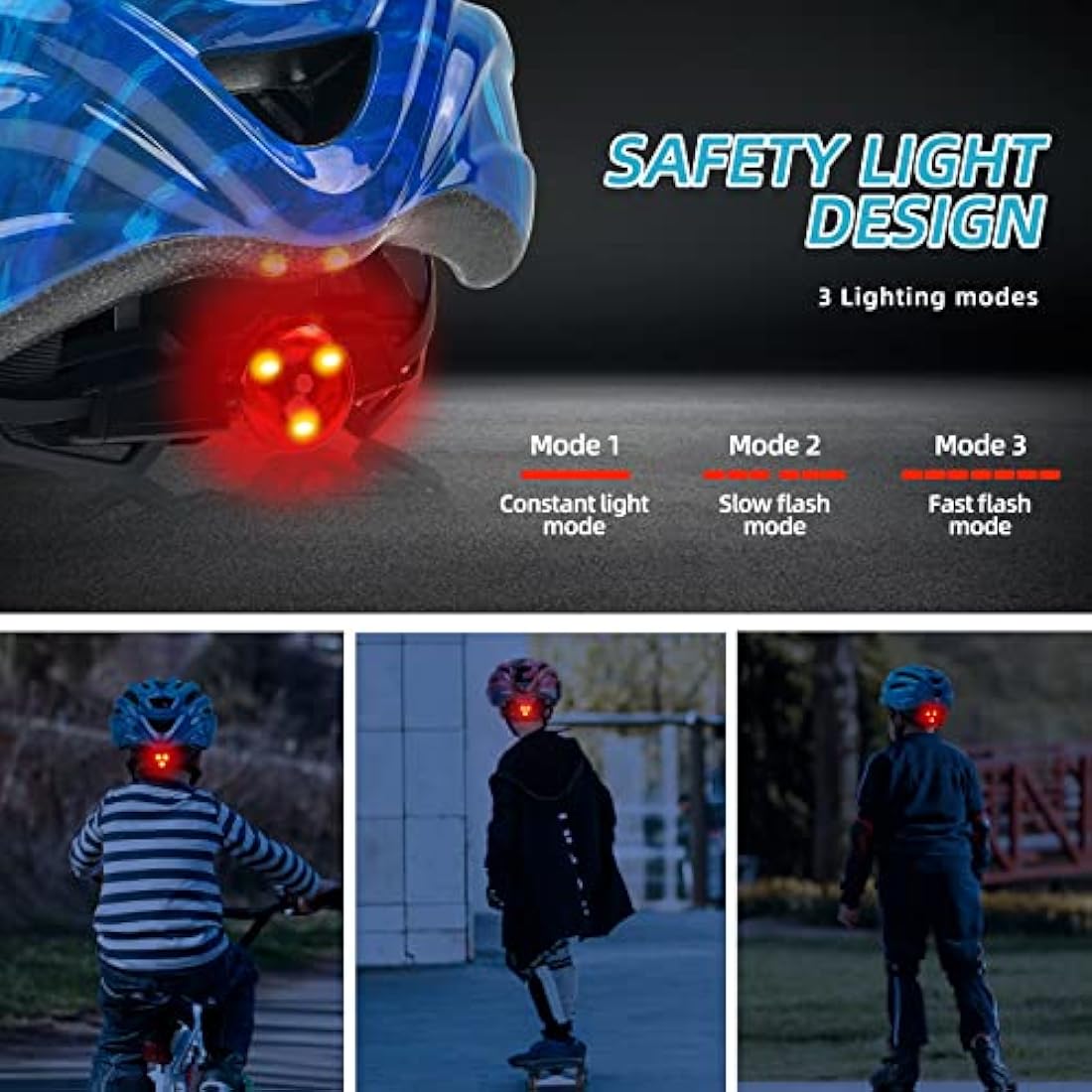 Kids Bike Helmet Exclusky Boys Girls Bike Helmet Adjustable Kids Cycle Helmet 50-57cm, Multi-Sport Kids Helmet Age 5-7-9-10-12, Bicycle Helmet Kids with Visor