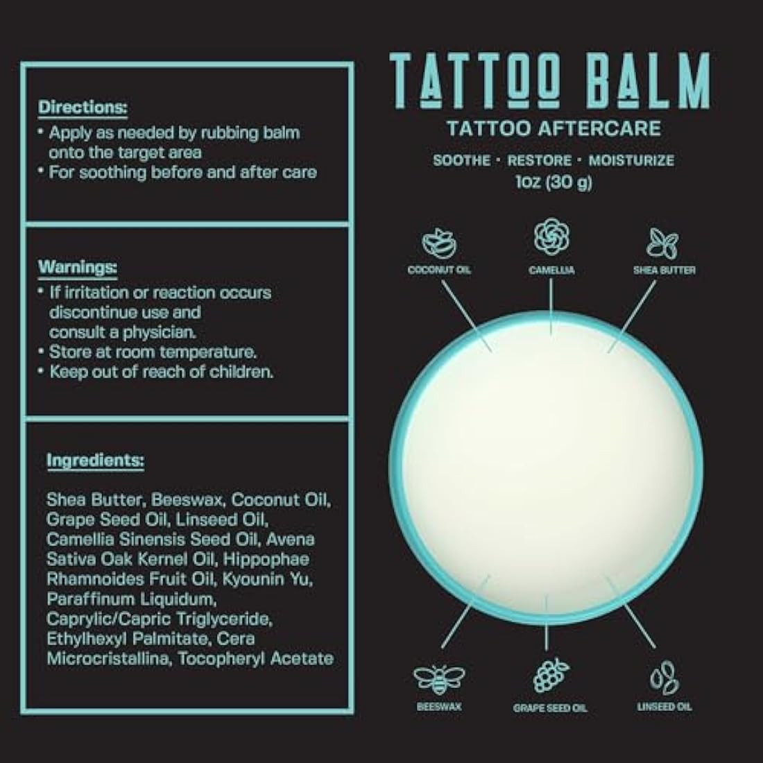 Base Labs Tattoo Balm | Soothe Restore Moisturize | Tattoo Aftercare Lotion Balm for Tattoo Recovery, Brightening, Color Enhancement, for Old and New Tattoos | Tattoo Aftercare Ointment Salve 2PK