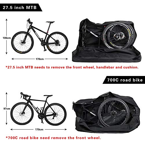 Rhinowalk Bike Carrying Bag for 26 to 27.5 inch MTB Mountain Bike/700C Road Bike Transport Luggage Travel Case