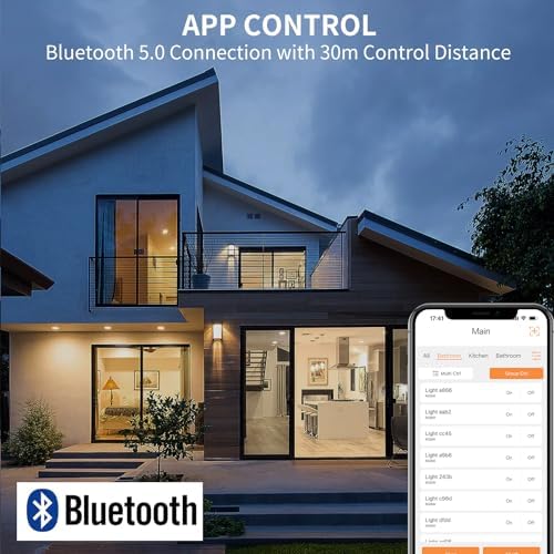 DUSKTEC LED Downlights Ceiling for Alexa, 7W 3in Bluetooth LED Spot Lights, APP & Voice Control Smart Spotlights, Warm White to Daylight Dimmable Recessed Ceiling Lights for Bedroom Kitchen, 6 Pack