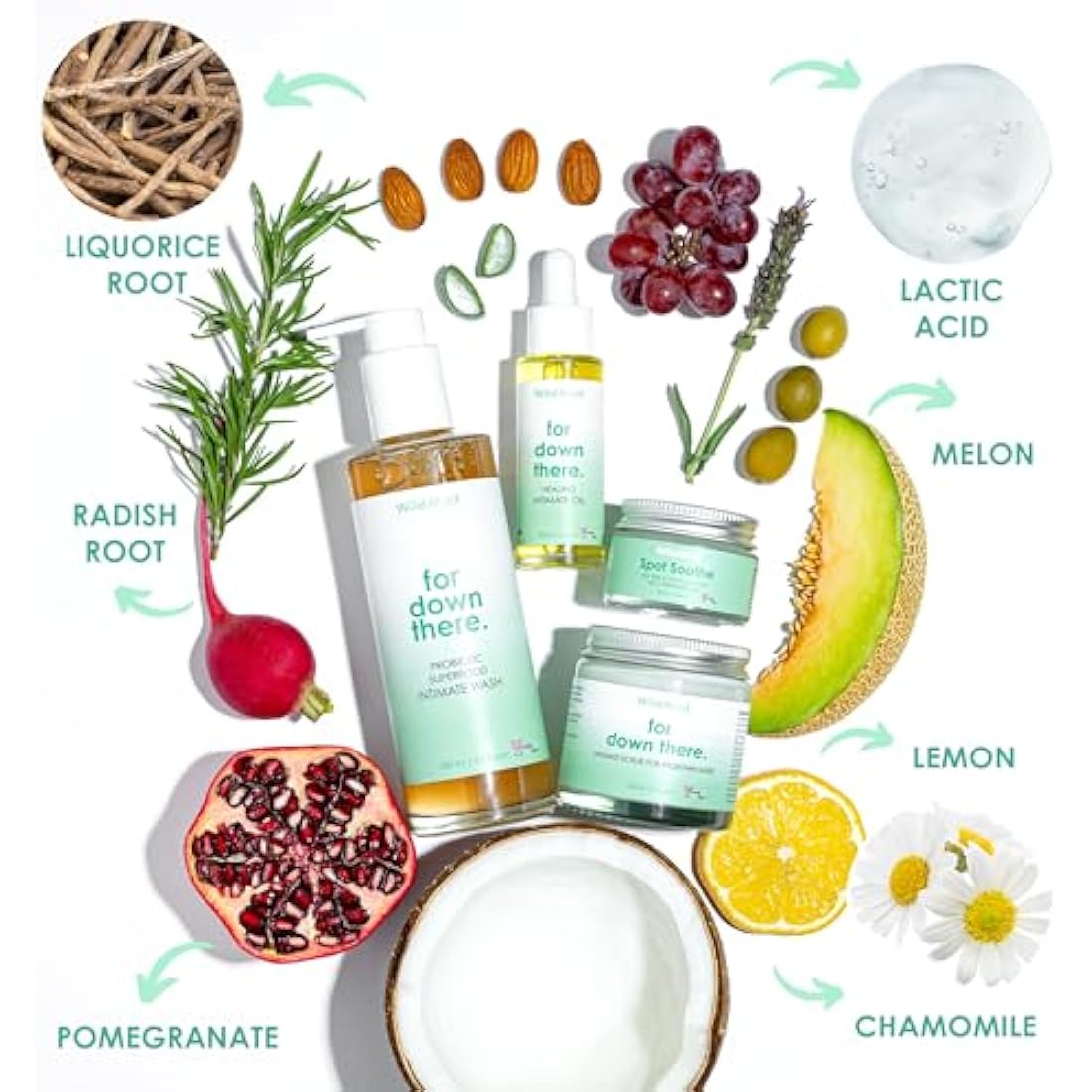 Superfood Intimate Care Kit | Healing Intimate Oil, Probiotic Intimate Wash, Intimate Scrub & Spot Soothe Gel | Bikini Line Shaving Routine For Ingrown Hairs, Razor Bumps, Irritation & Dryness