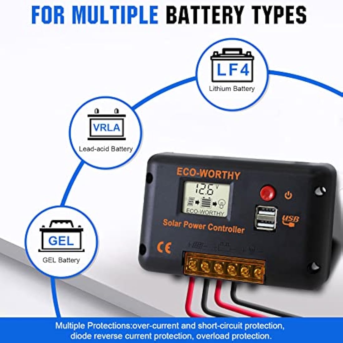 ECO-WORTHY Solar Panel Kit 240W 12V System Power 1kWh/Day Off-Grid for RV Car Boat Camping Shed:2pcs 120W Mono Solar Panel + 30A PWM Solar Charge Controller + Z Brackets+ Solar Extension Cables