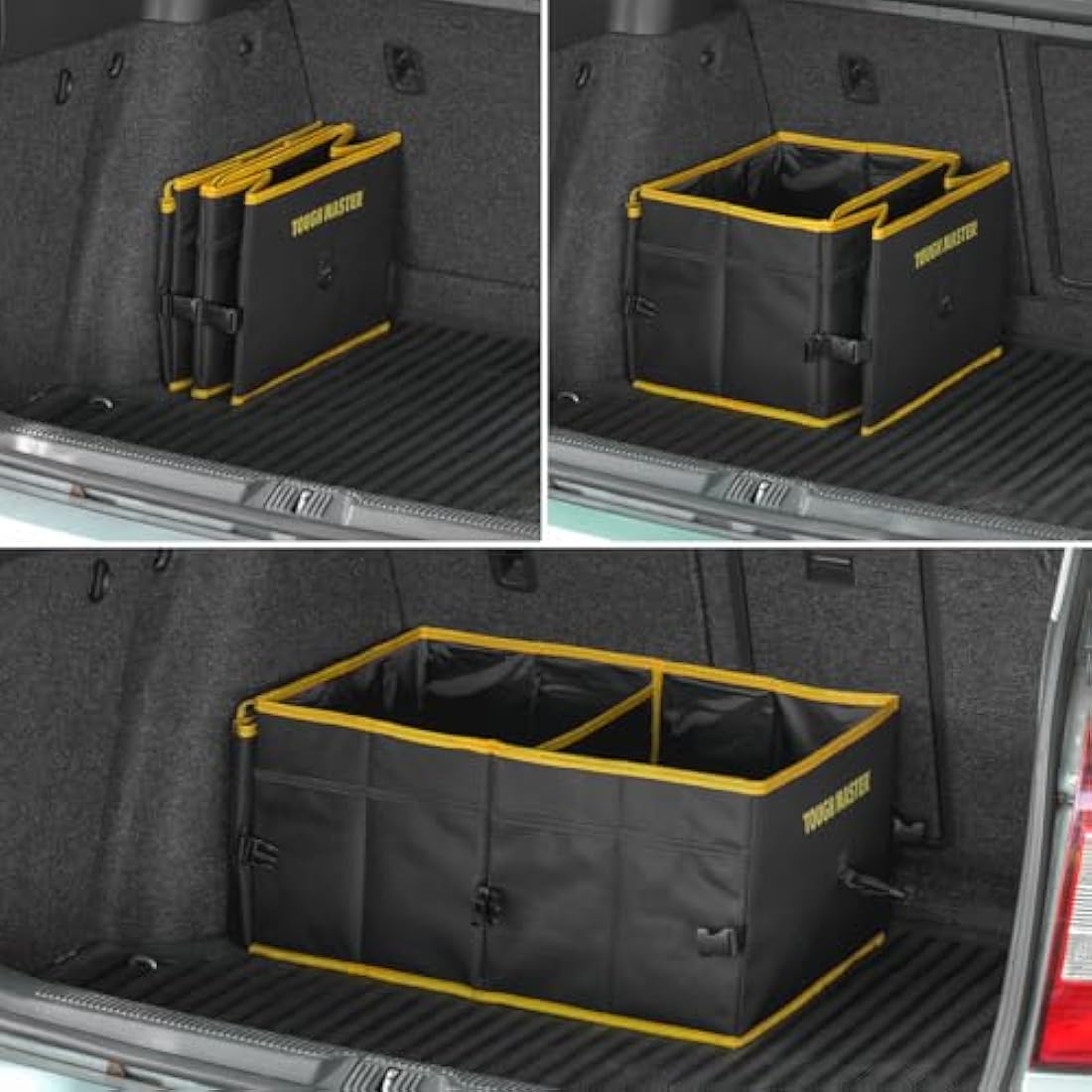 TOUGH MASTER Car Boot Organiser Large Capacity Collapsible Boot Tidy Bag, Heavy Duty Shopping Travel Holder For SUV, Car, Mini Van, Truck, 600D Polyester