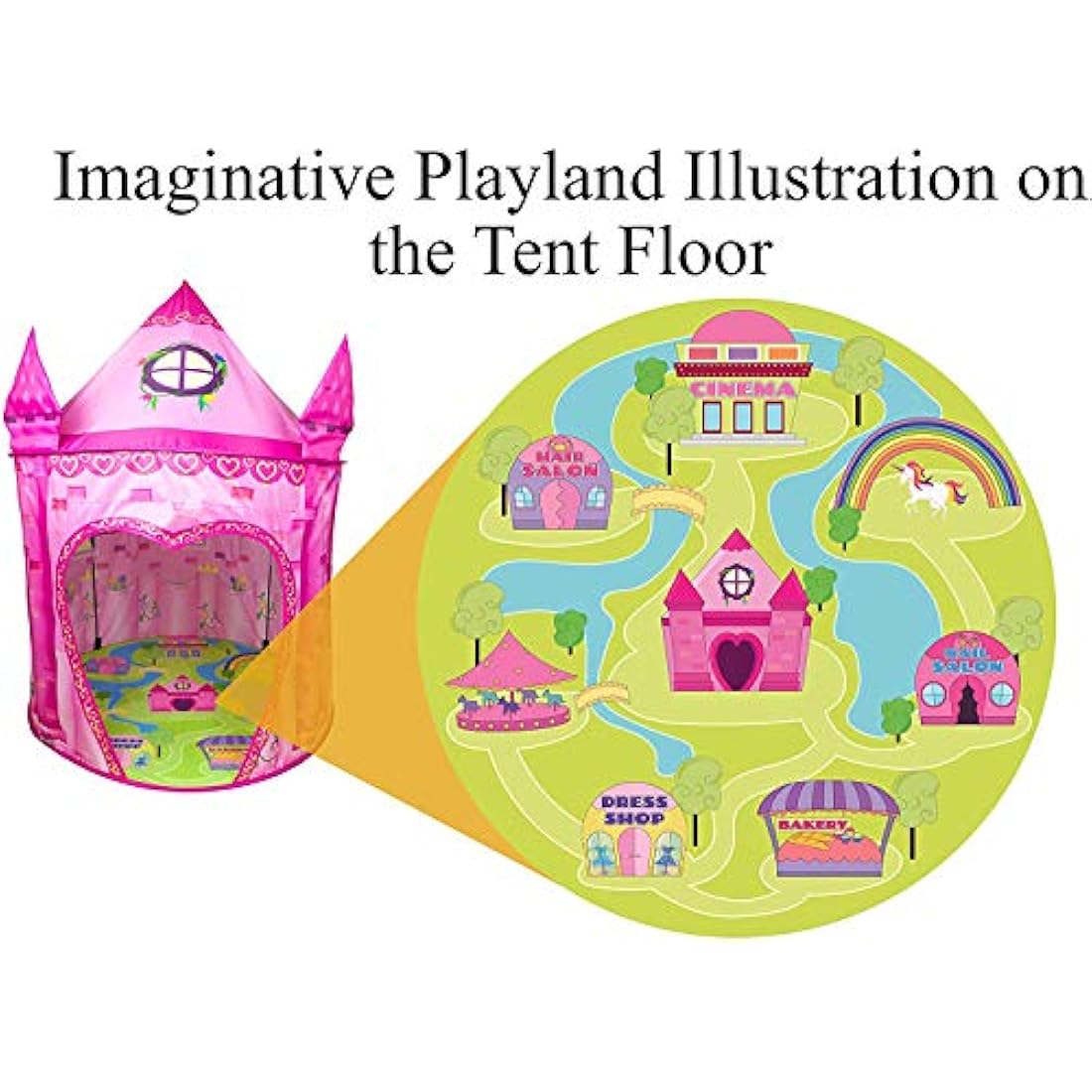 Benebomo Pink Play tent,Girls tent, Princess Castle, Kids play houses for garden, Children play tent for indoor, A place for children to rest and have fun